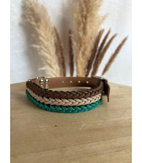 Collier chien Aventurier paracorde marron vert | Unique
