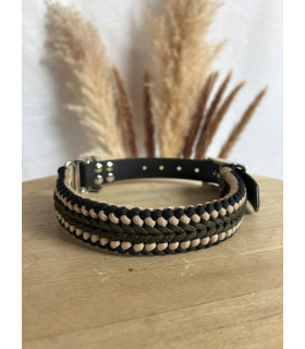 Collier chien Twist paracorde beige noir kaki | Unique