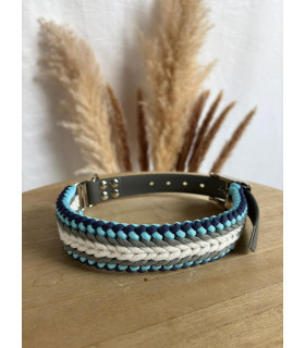 Collier chien Brut paracorde bleu gris blanc bleu marine | Unique