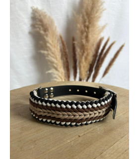 Collier chien Origine paracorde noir beige blanc marron | Unique