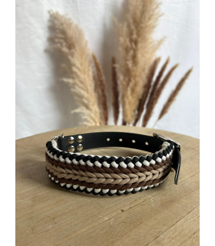 Collier chien Origine paracorde noir beige blanc marron | Unique