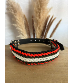Collier chien Yuggi paracorde orange blanc kaki noir | Unique