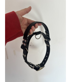 Collier chien naturel avec poignée rétractable | 25mm