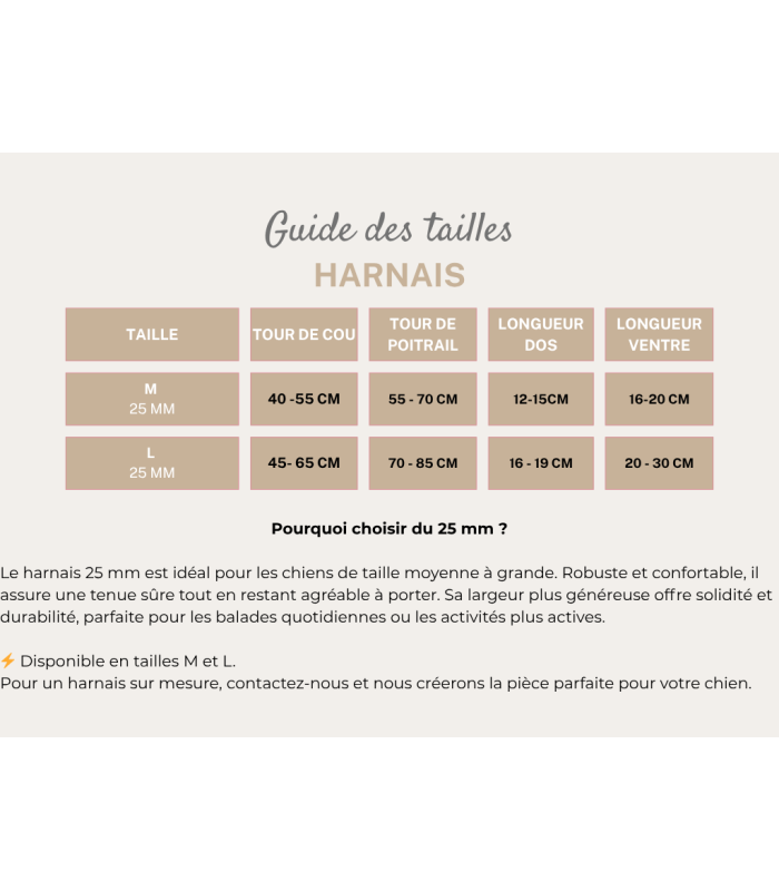 Harnais chien 25 mm | Confortable et ajustable grands chiens