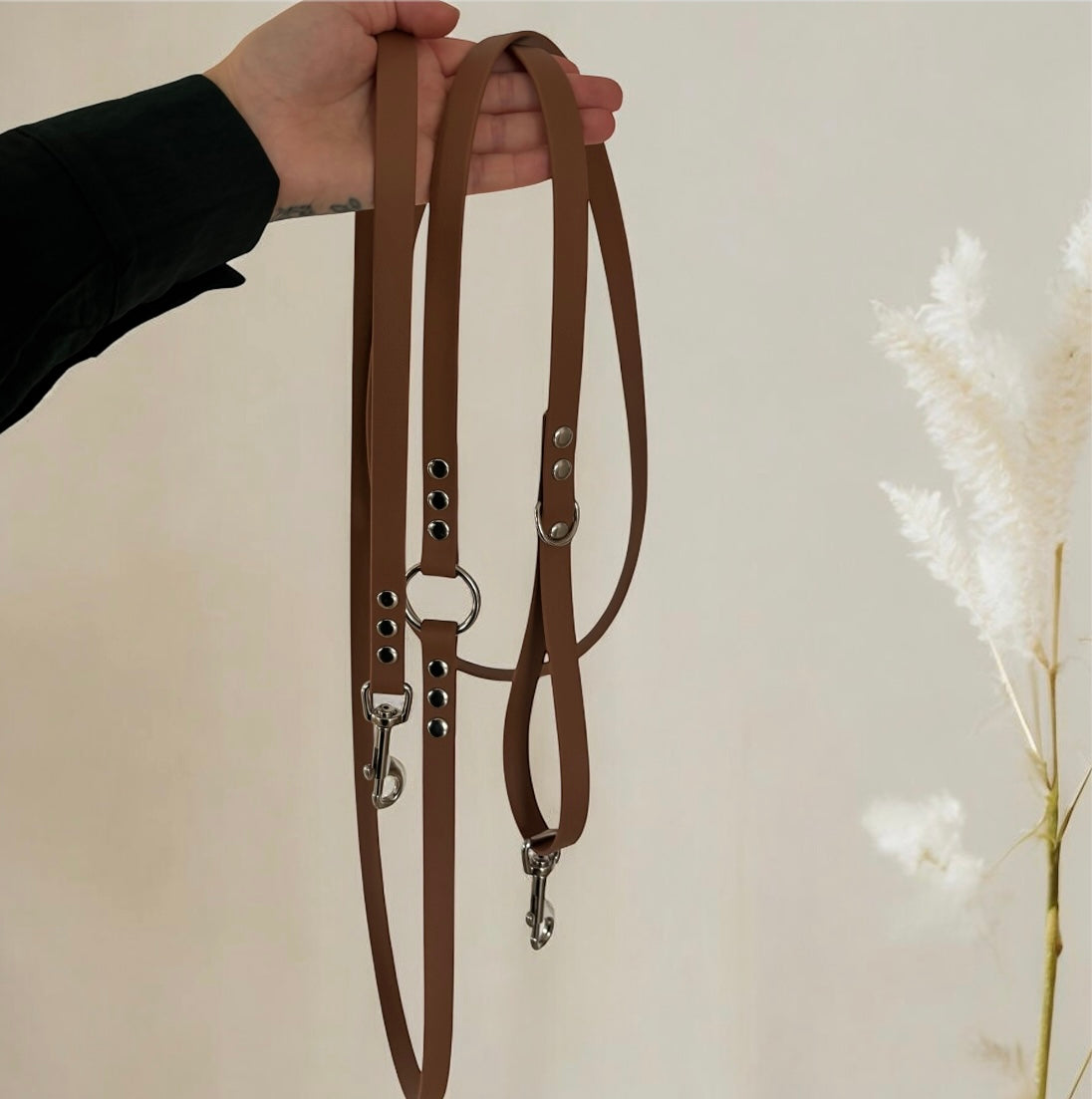 Laisse Multi-Positions 16mm- Marron