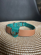 Collier duo marron et vert chasseur