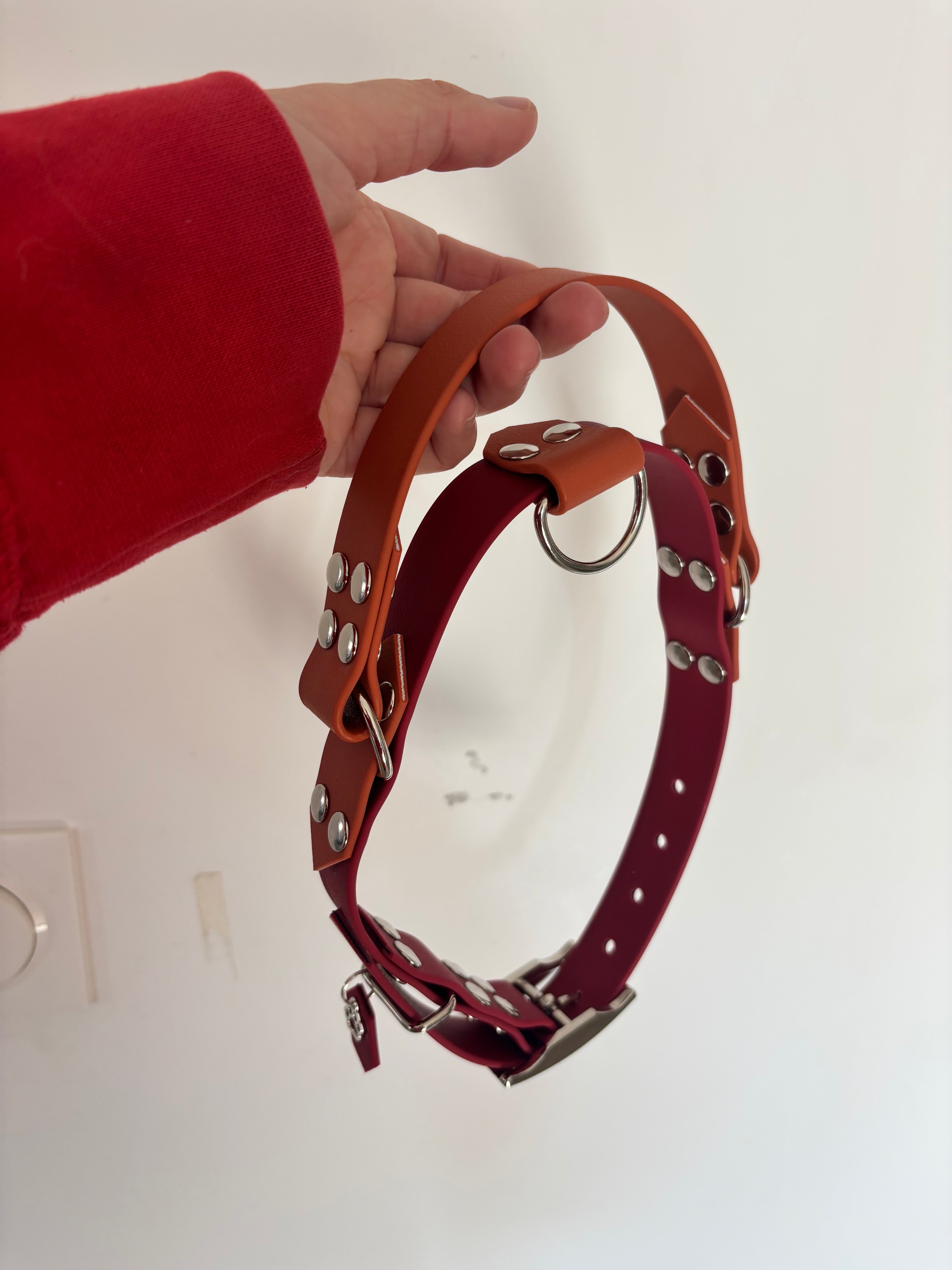 Collier Natural avec poignée rétractable terracotta et vin 25MM